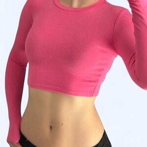 Zara Vibrant Pink Long Sleeve Crop Top
